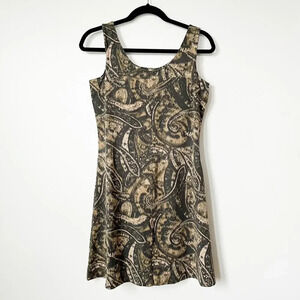 Athleta Garden Isle Olive Paisley Mini Dress Small Petite Athleisure Fall
